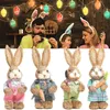 Decorazione del coniglio pasquale Figura del coniglietto Tifa Ornamento artigianale Casa Vacanza Carino 240116
