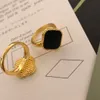 anéis de designer de joias femininas para mulheres anéis de banda anel de moda de luxo anéis de trevo de quatro folhas joias femininas anéis elegantes clássicos 2 estilos com caixa