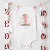 Rompers mijn eerste verjaardag pasgeboren bodysuit baby babykleding peuter jumpsuits jongensmeisjes verjaardagsfeestje lange mouw outfits romper cadeau h240508