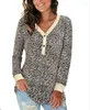 Kvinnors blusar 2024 Autumn Fashion Blus Leopard Print Women Top Long Sleeve V-Neck Loose Tunic Streetwear