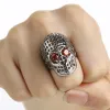 Men Sier Red Eye Ring Skull Big Hollow Motorcycle Biker anneaux 14K Jaune Yellow Gold pour hommes Leshomme SonNent des Bij 15