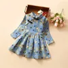 Fashion Girl Dress Spring Autumn Floral Cheongsam Chinese Dresses Princess Christmas Kids Chidlren Kläder Vestidos 3-8 år 240116