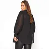 Grande taille à manches longues plissées printemps automne chemise élégante femmes ample surdimensionné noir grand travail bureau tunique Blouse 6XL 7XL 240116