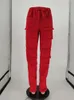 Women's Red Stacked Sweatpants High Waist Tracksuits Y2K Harajuku Joggers Streetwear Mall Goth Cargo Pants Safari Trousers 240115