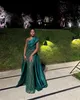 Robes de soirée sirène vert foncé élégantes pour fille noire une épaule paillettes robe de bal surjupe robes longues pour occasions spéciales