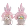 Other Event Party Supplies Easter Decorations Bunny with Egg Spring Decorative Figurines Plush Doll Home Living Room Tiered Tray Decor Easter Gifts YQ240116