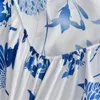Tvillingmonterad lakan med elastisk blå blomma tryckt täckning enkakande linne reaktiv madrass 180 240116