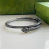 Bracciale a forma di serpente smaltato hiphop in argento retrò 925 di alta qualità Bracciale logoro personalizzato alla moda retrò vintage Design serpente Anelli Coppie Gioielli punk rock