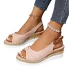 Toe Sandals Peep Fashion Women Buckle Wedges Comfort Lightweight High Heels Wear Resistant Office 503