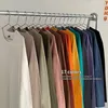 Privathinker 100% bomullsmän Solid Color T-shirts Lång ärm Drop Shoulder Baggy Tops Korean Style Streetwear Male Tee Shirts 240115