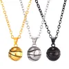 Pendentif Colliers Collare Basketball En Acier Inoxydable Or/Noir Couleur Boule Collier Femmes Sport Gym Pendentifs Hommes Bijoux P091