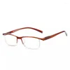 Solglasögon läser glasögon män kvinnor hög kvalitet halvram diopter företag manliga presbyopiska glasögon 1,0 till 4.0