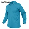 TACVASEN Summer Long Sleeve Performance Quick Drying Polos T-shirts Mens Tactical Shirt Golf Team Work Shirts Jersey Casual Tops 240115