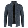 Fashion Zipper Cardigan Mens Sweater Warm Coats Slim Fit Knitted Diamond Pattern Male Jacket 240116