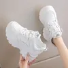 Zapatillas de deporte con plataforma blanca para mujer, zapatos deportivos con cordones de otoño, suela gruesa, de cuero Pu, transpirables, para caminar, 2023, 240115