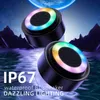 Alto-falantes portáteis LED Alto-falantes com luz de respiração Pequenos marinhos portáteis Mini à prova de água Chuveiro ao ar livre IPX7 Alto-falantes Bluetooth sem fio Rádio FM YQ240116