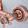 Bathroom Sink Faucets Antique Red Copper Brass Wall Mount Basin Faucet Double Handle Kitchen 360 Degree Rotation Wash Water Tap
