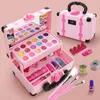 Enfants maquillage cosmétiques boîte à jouer princesse fille jouet jeu ensemble rouge à lèvres ombre à paupières sécurité jouets non toxiques pour les filles 240115