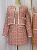 Autunno Inverno Abiti eleganti Giacca da donna in tweed vintage Cappotto Bretelle sottili Abito corto Set da due pezzi Lady Outfit 240115