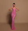 Sexy Pink Mermaid Evening Elegant Straps Fleats Prom -Kleid -Pailletten Lange Kleider für besondere OCNs