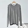 Women's Sweaters Women Wool Blended Contrast Color Striped Sweater Spring 2024 Ladies All-Match Long Sleeve Loose Casual Hooded Pullover