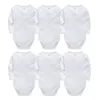 Summer Fall Baby Bodysuits Cotton Born Boy Girl Long Sleeve Set White Blank Body Bebes Baby Girl Onesie Solid Jumpsuits 240116