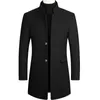 Mens Woolen Coat Autumn Winter Medium Long Windbreaker Thicked Stand Collar Male Trench Coat Abrigo Hombre 240116