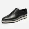 2023 sommer Männer Echtes Flügelspitze Leder Plattform Oxford Spitz Spitze-up Oxfords Kleid Brogues Handgemachte Hochzeit Schuhe