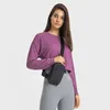 Active Shirts Femmes Manches Longues Jacquard Yoga Lâche Solide Séchage Rapide Hauts De Sport En Plein Air Fitness Entraînement Exercice T-Shirts