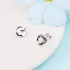 Orecchini a bottone 2024 June White Eternity Circle Gioielli in argento sterling 925 per le donne Bijoux Brincos