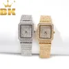 THE BLING KING Women Watch Stainless Steel Iced Out Rhinestone Bling Square Shape Luxury Waterproof Wrist Watches 240115