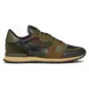 Ny kamouflage mode mens designer casual skor militär grönt mesh tyg svart rockrunner valentins läder sneakers tränare 91