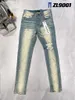 Herenjeans Paarse jeans Ontwerper Denim Borduurbroek Mode Gaten Broek Amerikaanse maat 28-40 Hip Hop Distressed Ritsbroek rock revival echte mannen jeans1WWZ