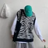 Gilets pour hommes Pull en tricot Mâle Zebra Print Vest Vêtements Veste sans manches Gilet Manteau Noir Coréen Automne Vêtements Épais Hiver Fun