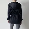 Active Shirts Lul Yoga Suit Veste avec une ceinture et une capuche ample qui couvre les fesses Haut de sport décontracté à manches longues à séchage rapide