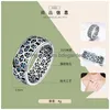 サイドストーン付きBamoer 100％925 Sterling Sire Petals of Love Sweet Clover Blue CZ Finger Rings for Women Engagement Jewelry S925 GIF DH0Q1