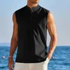 Men's Tank Tops Half-Open Tanks Solid Sleeveless Bottoming Shirt Outdoor Casual Sports All-Match Vest With Buttons