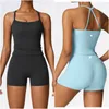 LL-8519 Womens Yoga Outfit Yoga Sets Pants Vest Excerise Sport Gym Running Trainer Casual Shorts Elastic High Waist Sportwear