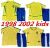 1998 Kit retrò per bambini Magliette da calcio brasiliane camicie Carlos Romario Ronaldo Ronaldinho camisa de futebol Brasile RIVALDO ADRIANO 2002 bambino 999