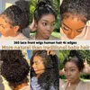 Peluca frontal de encaje completo 360 Pelucas de cabello humano con frente de encaje transparente HD rizado profundo brasileño para mujeres negras Pre desplumado cola de caballo alta aspecto natural