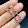 Dangle Küpeler Kjjeaxcmy Fine Jewelry 925 Sterlling Gümüş Kakma Doğal Pembe Sapphire Lüks Kız Kulak Desteği Destek Testi