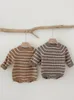 Infantile Automne Tricot Pull Rayé Manches Longues Body né Garçon Fille Tricoté Coton Casual Onesie Bébé Tricots Vêtements 240116