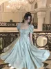 Francês vintage borgonha vestido de festa de noite feminino verão elegante romântico vestidos de baile coreano a linha vestidos de formatura 240115