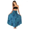 Skirts Women Hippie Clothes Bohemian Floral Elastic Waist Long Maxi Skirt Halter Dress