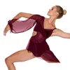 Сценическая одежда Midee 3 шт. Лирический танцевальный комплект Костюм Veet Top и короткий с асимметричной комбинацией с длинными пышными рукавами Сетчатое платье Балетный костюм Dr Dhgxs