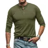 T-Shirts à manches longues pour hommes, couleur unie, décontracté, sport, col en v, pulls, hauts, printemps automne