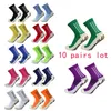 10 pairslot masculino feminino meias de futebol algodão quadrado silicone ventosa aperto anti deslizamento futebol esportes rugby tênis 240116