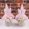 Other Event Party Supplies Easter Decorations Bunny with Egg Spring Decorative Figurines Plush Doll Home Living Room Tiered Tray Decor Easter Gifts YQ240116