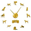 Horloges murales Moderne Hongrois Vizsla Chien Race DIY Horloge Miroir Surface Autocollants 3D Montre Pour Animaux De Compagnie Beagle Portrait Pour Les Amoureux