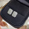 Boucles d'oreilles UNICE 18K en or blanc massif AU750, bijoux rectangulaires en sucre de roche, diamants naturels 0,42cts, cadeau de fête pour femmes